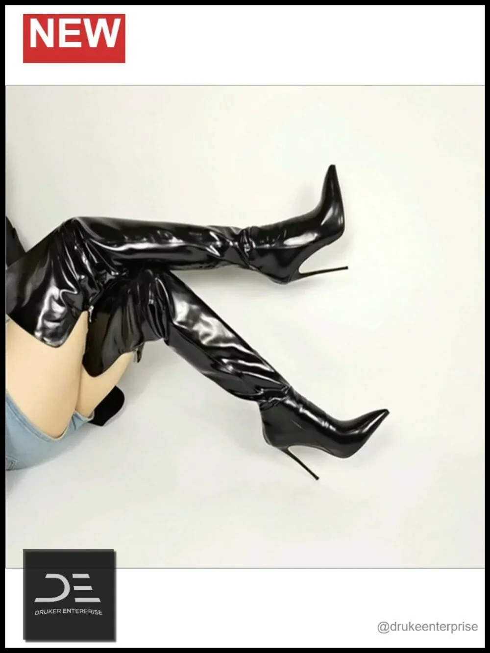 Over the Knee Thigh High Boots Pointed Toe Stiletto Heels Back Zipper PU Leather